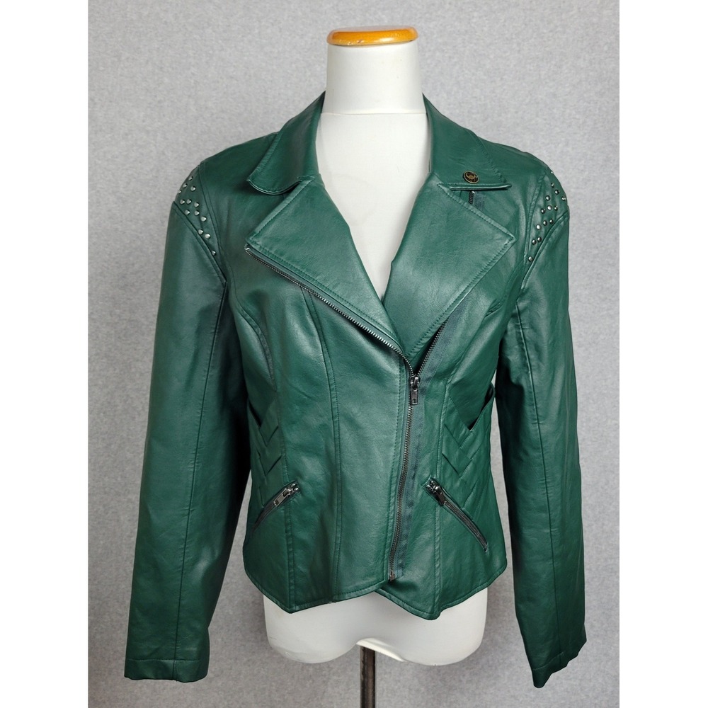 Marvel Her Universe Loki Green Faux Leather Studded Moto Jacket Large LG
